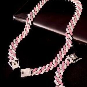 Miami Ice Cuban Chain 16" ROSE gold necklace with crystals